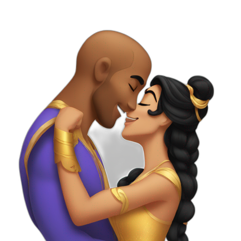 Disney Aladdin kissing Hercules emoji