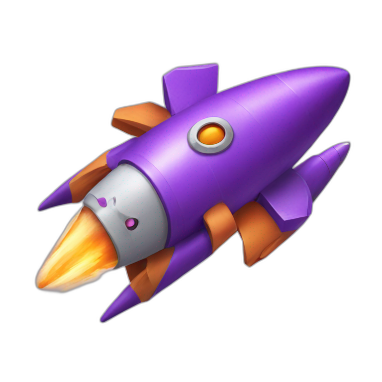 a purple fox in a rocket emoji