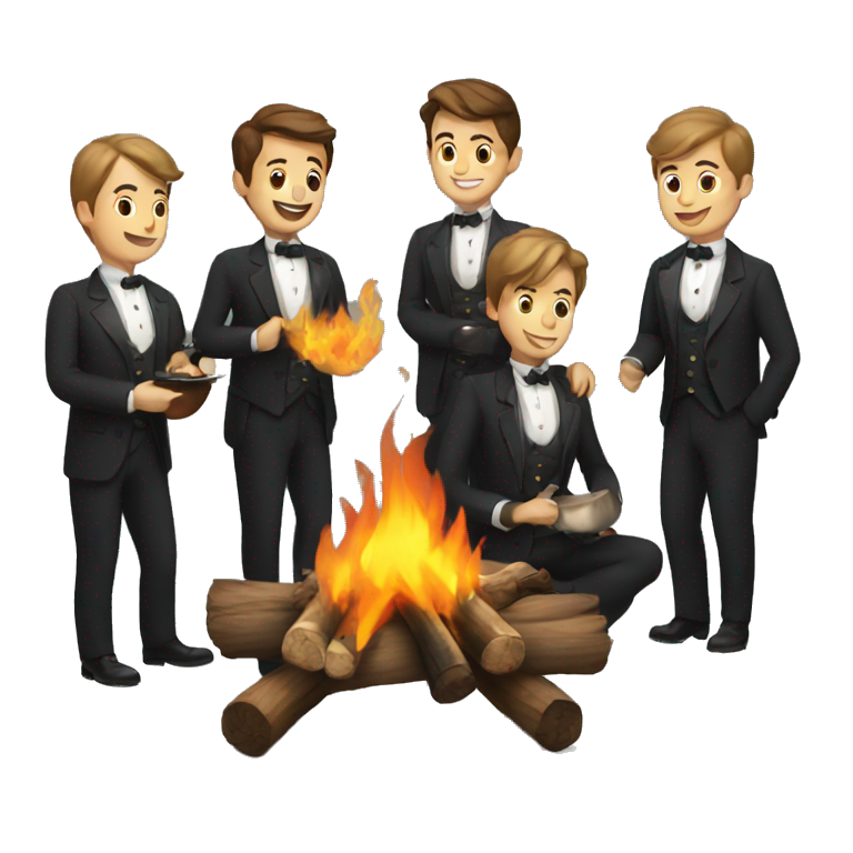 Butlers around a campfire emoji