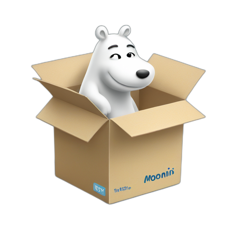 Moomin delivers a Wolt branded box emoji