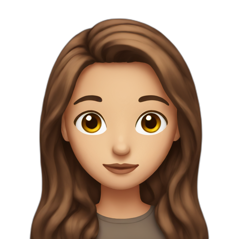 long brown hair and brown eyes emoji