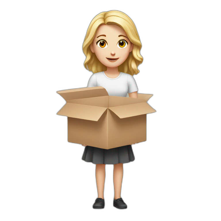 White girl holding boxes emoji