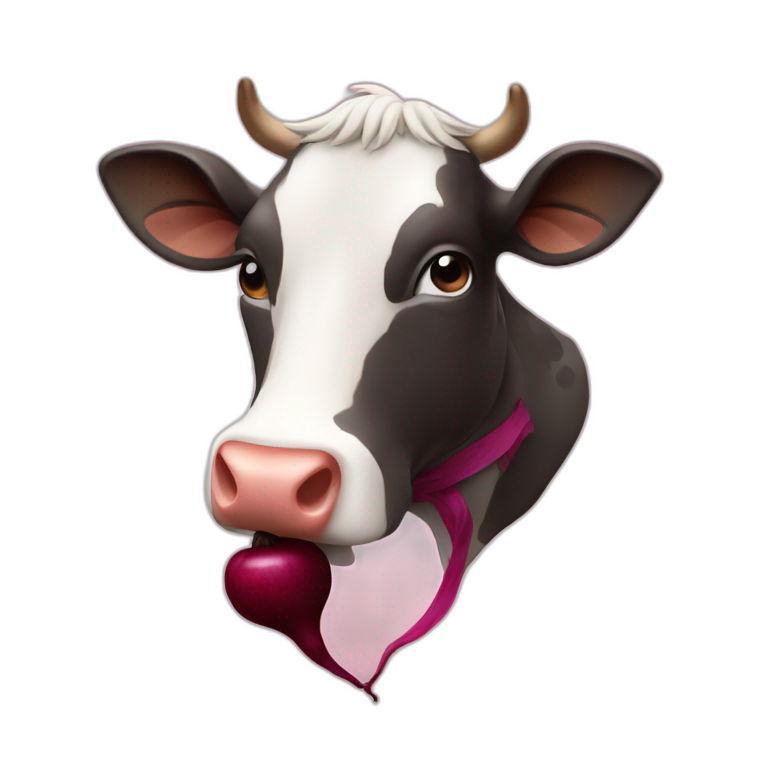 a cow is chewing a beet emoji