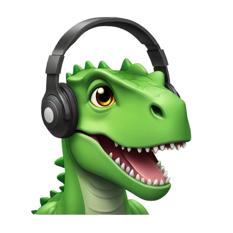 dinosaur wearing headphones emoji