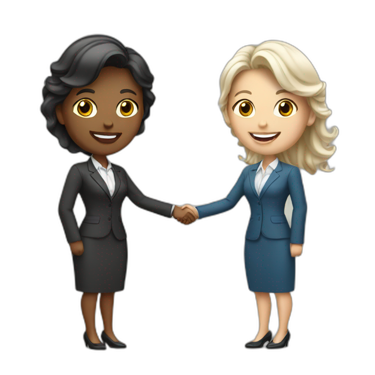 two white business women with different hair colors shaking hands emoji