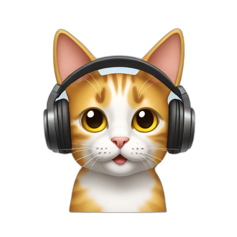 Cat listen music emoji