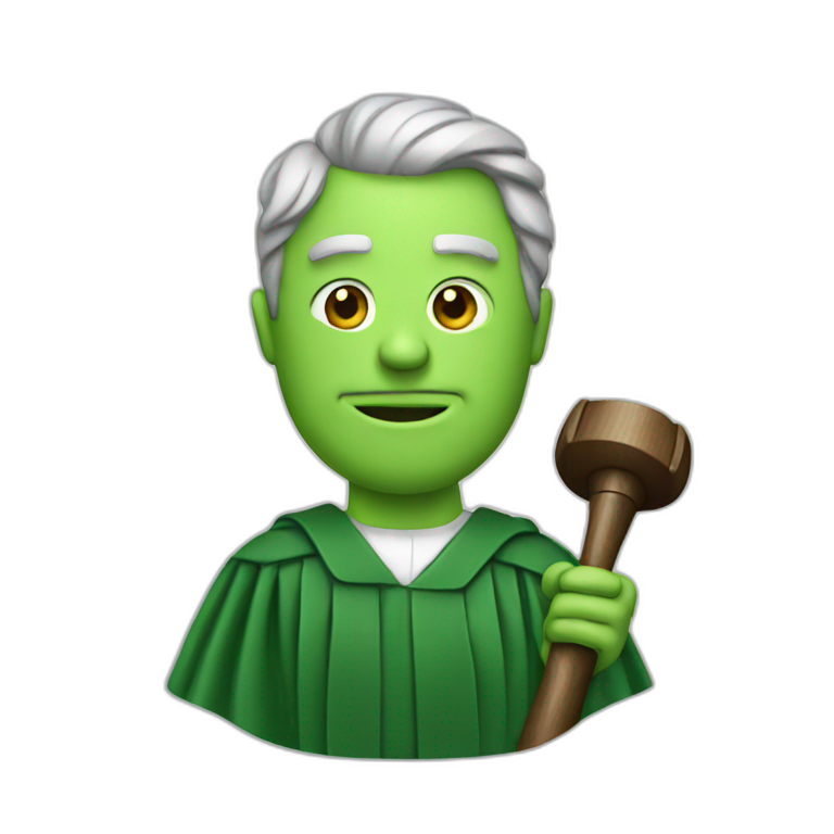 Green judge with hammer emoji