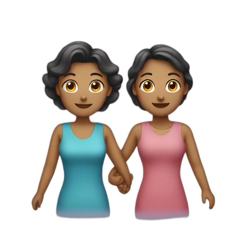 Man and two women holding hands emoji
