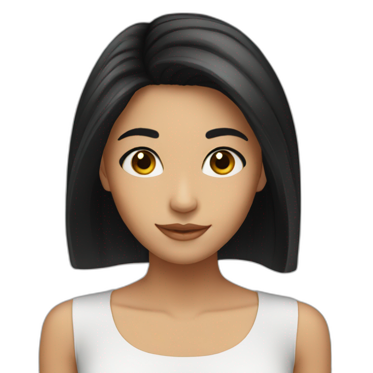 girl with black hair and brown eyes happy emoji