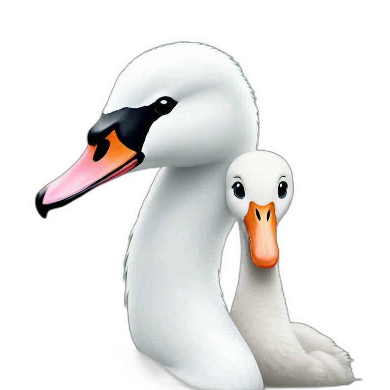 Swan with a Baby swan emoji