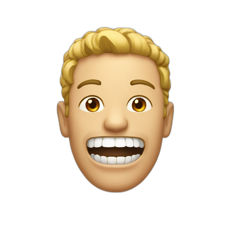 a man with  between the teeth emoji