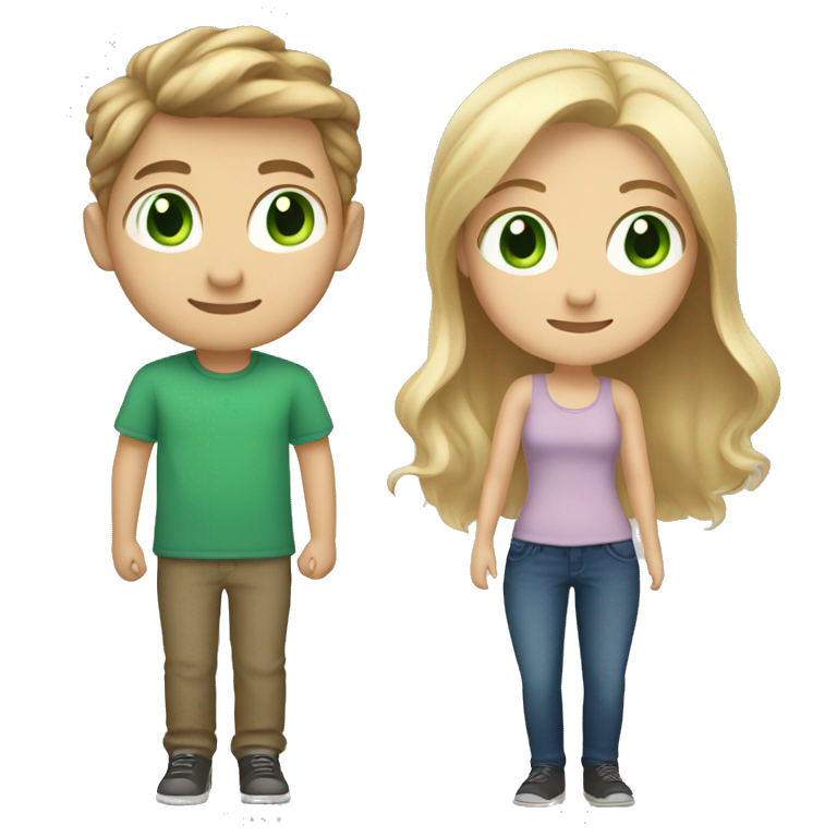 girl with light brown hair and green eyes in love with boy with blue eyes and blonde hair emoji