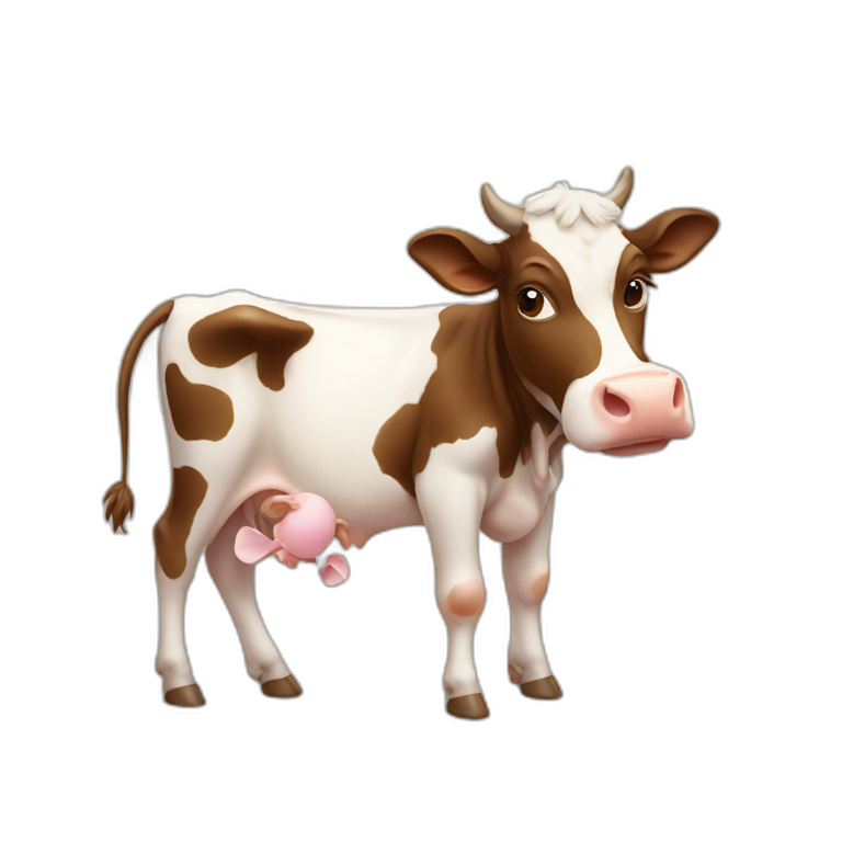 A cow having a baby emoji