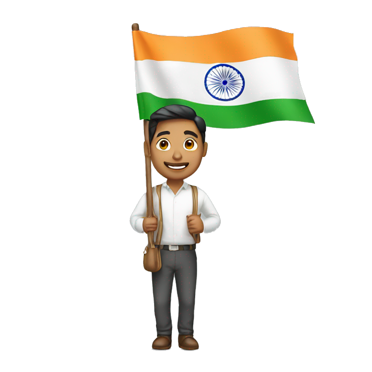 man holding india flag emoji