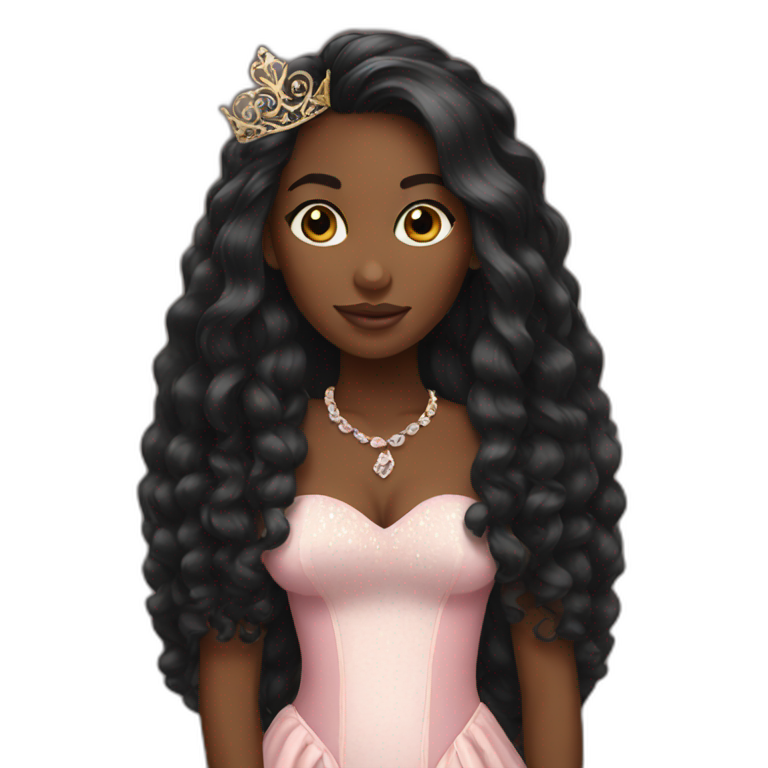 Black women with long hair princess emoji