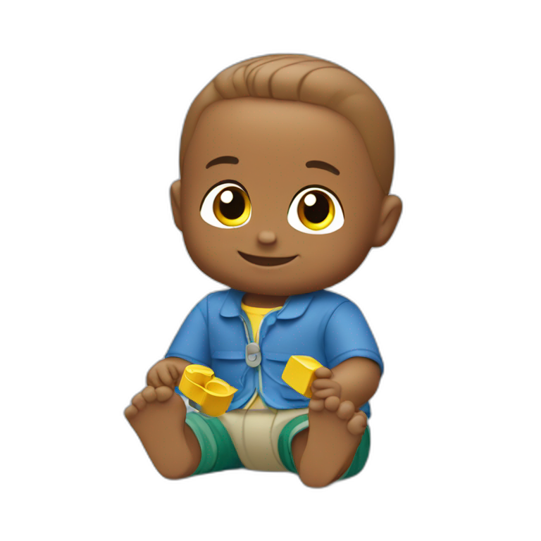 baby boy playing with duplo emoji
