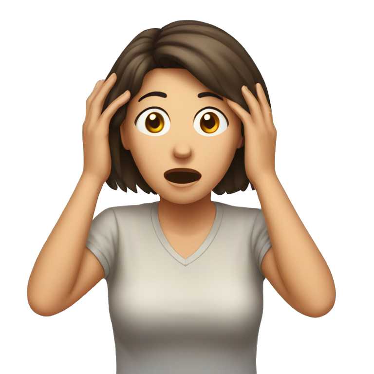 Woman shocked hand on his head emoji