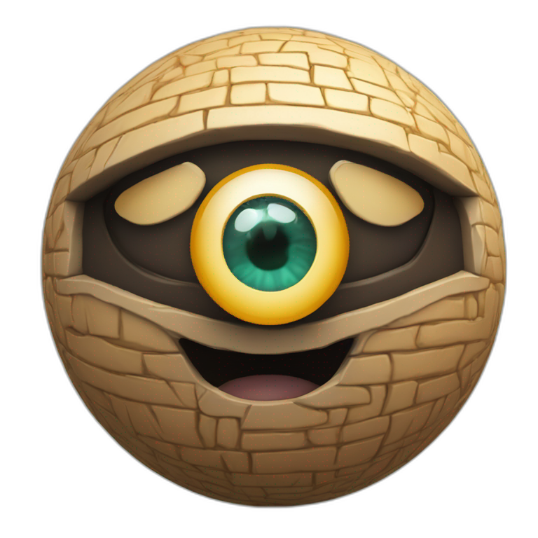 3d sphere with a cartoon Hoglin skin texture with Eye of Horus emoji