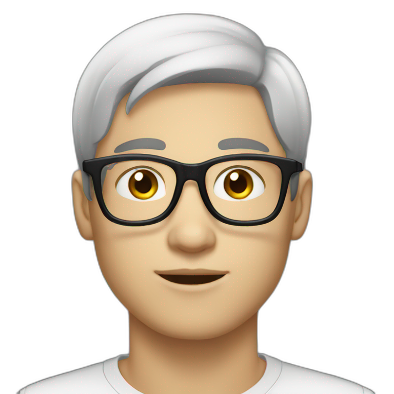 Young men type French, White skin ,Black straight hair, with glasses emoji
