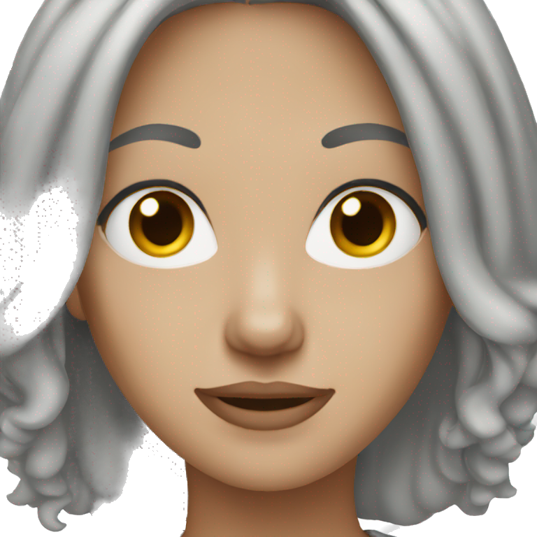 Woman brown grey hair white skin emoji