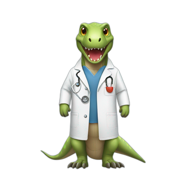 Trex wearing a lab coat emoji