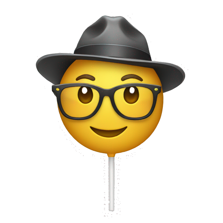nerd emoji with propeller-hat holding a lollipop emoji