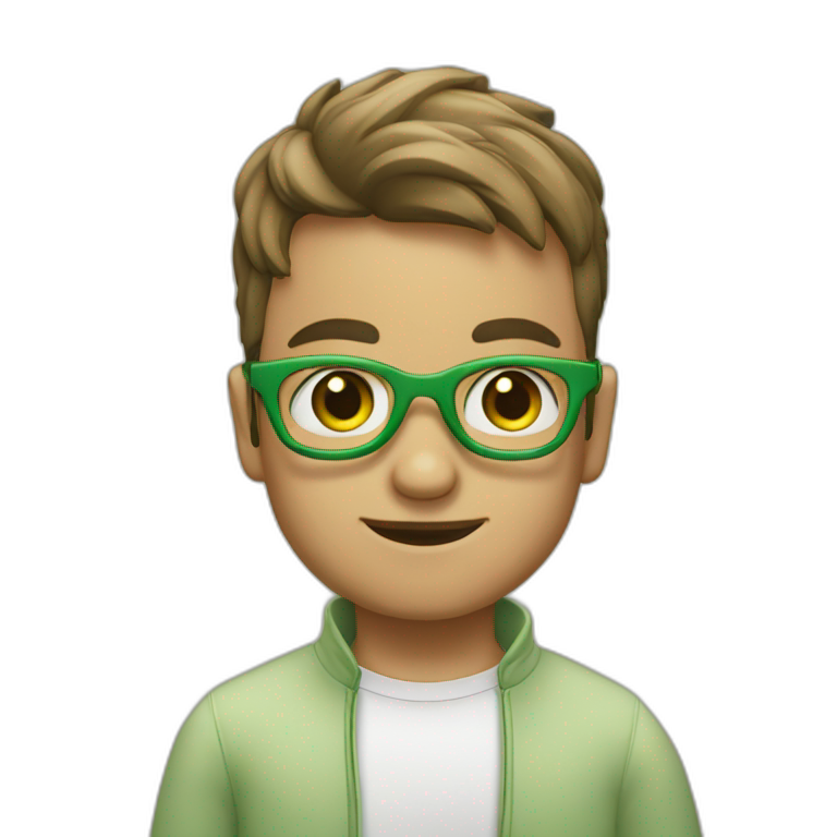 Garçon yeux vert lunettes emoji