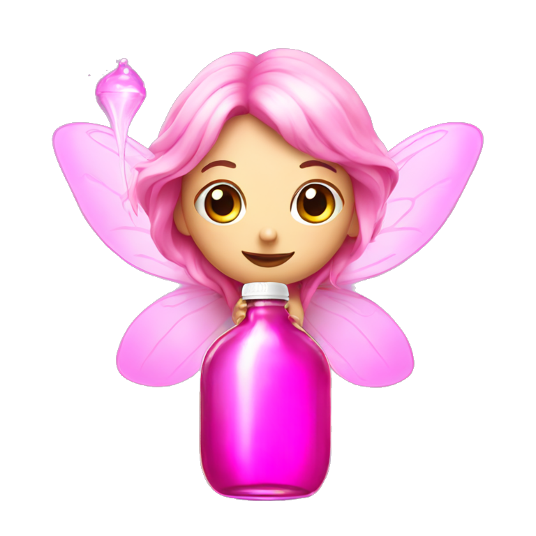Complete fairy with pink elixir bottle emoji