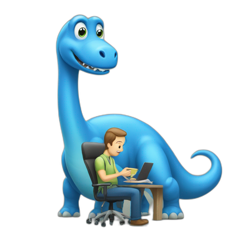 Multitasking Blue Brontosaurus emoji