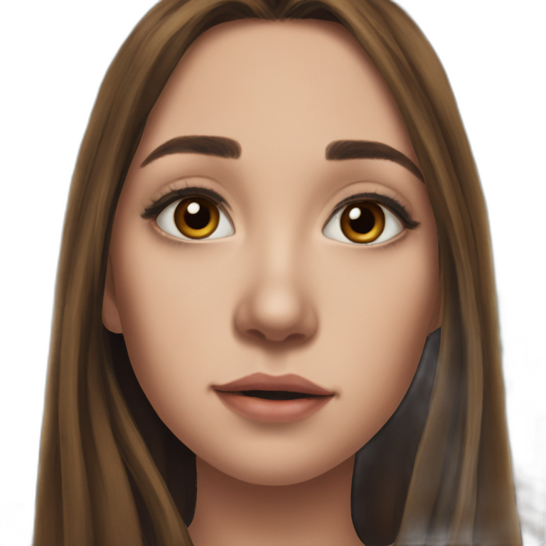 serene girl brown hair portrait emoji