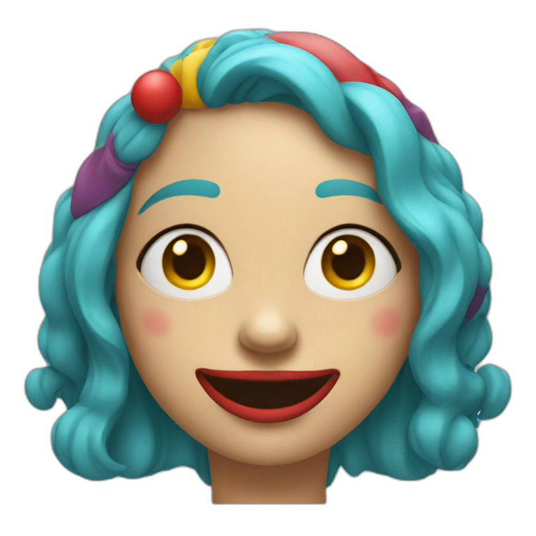 Woman with happy clown face Shrugging emoji