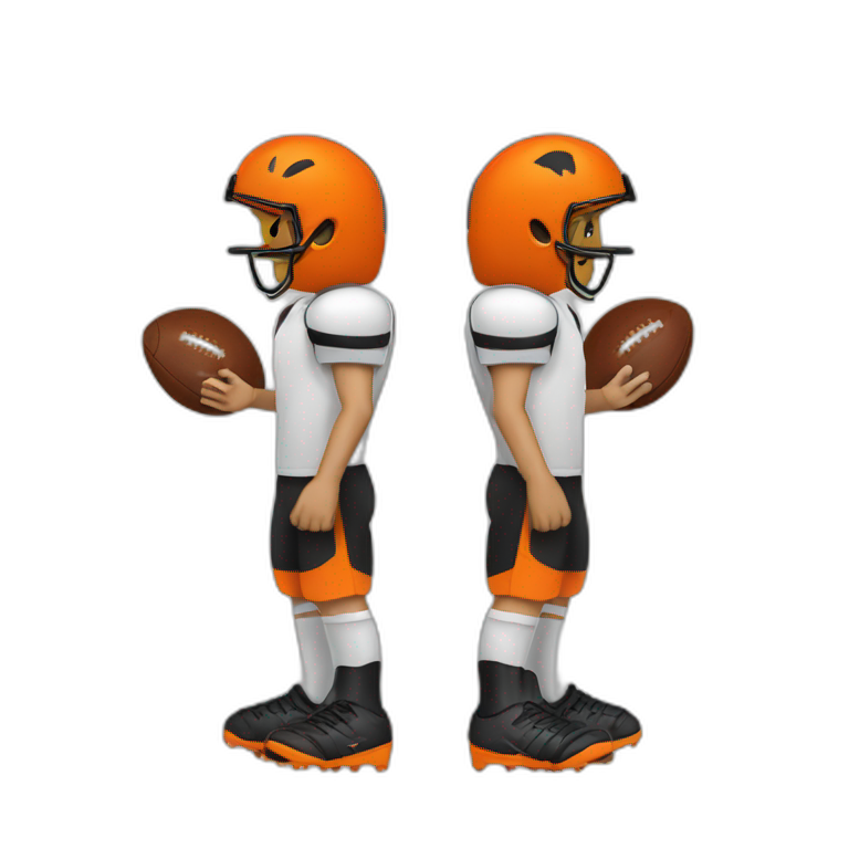 Loup footballeur en orange et noir emoji