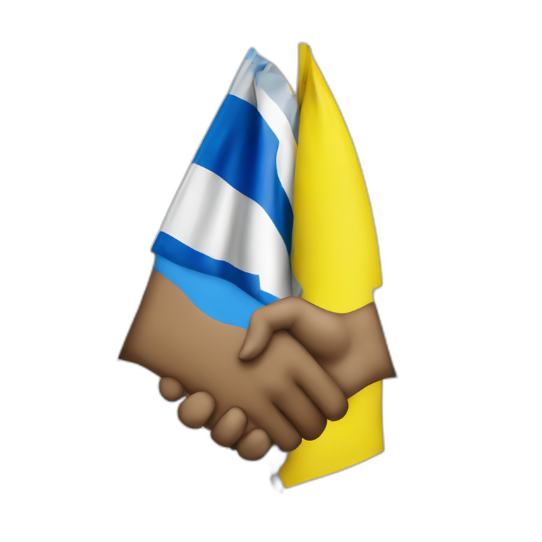 Ukrainian flag shakes hands with Israeli flag emoji
