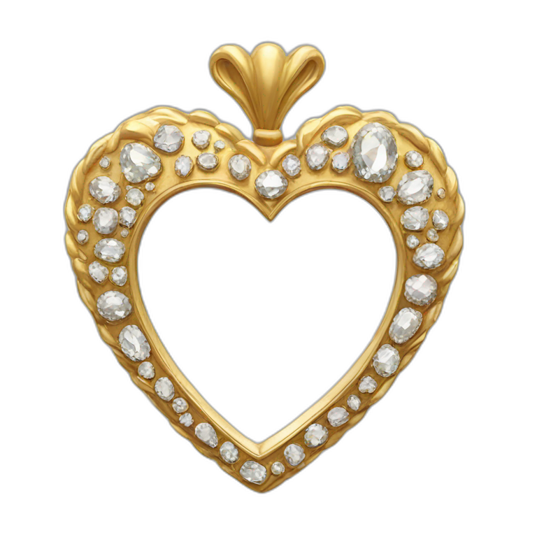 fancy gold and diamond heart mirror emoji