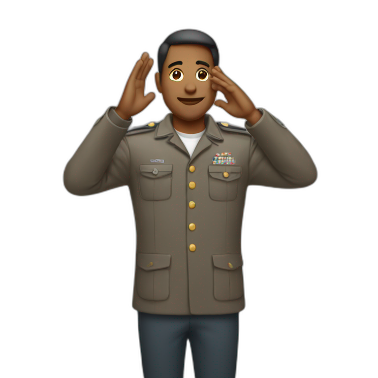 man saluting with open palm emoji