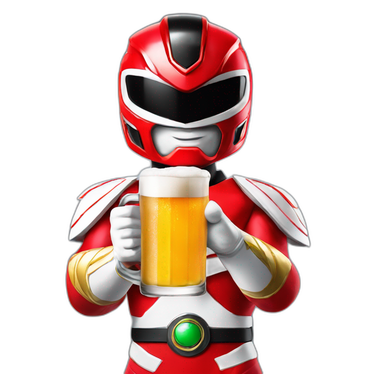 power ranger mighty morphin red drinking beer emoji