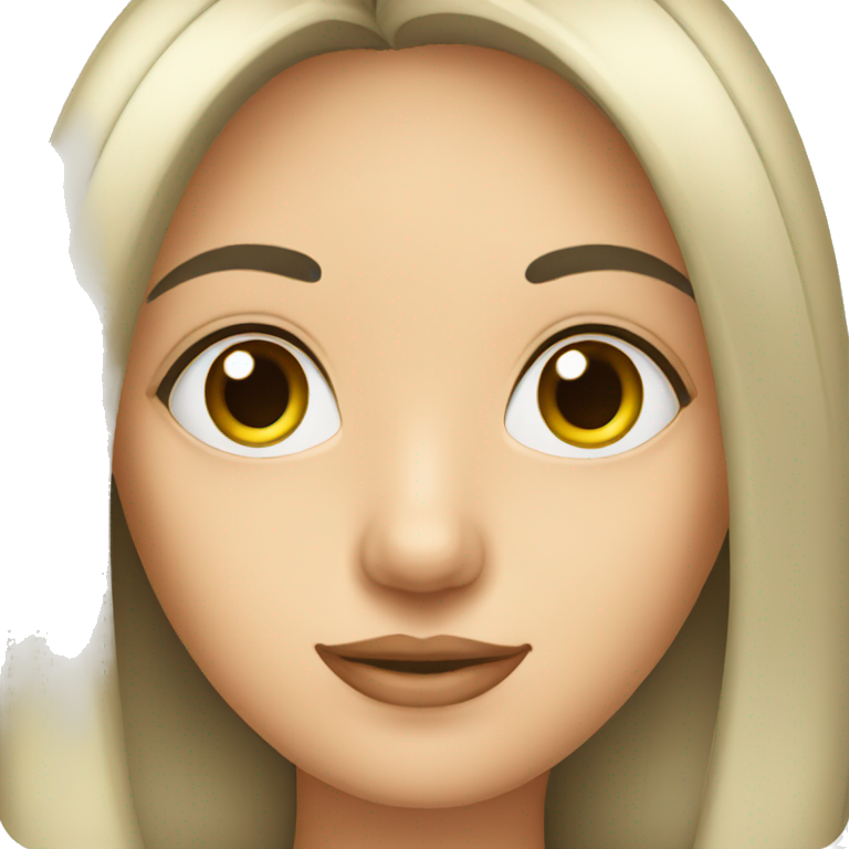 Lady with black long hair, small nose and big eyes emoji