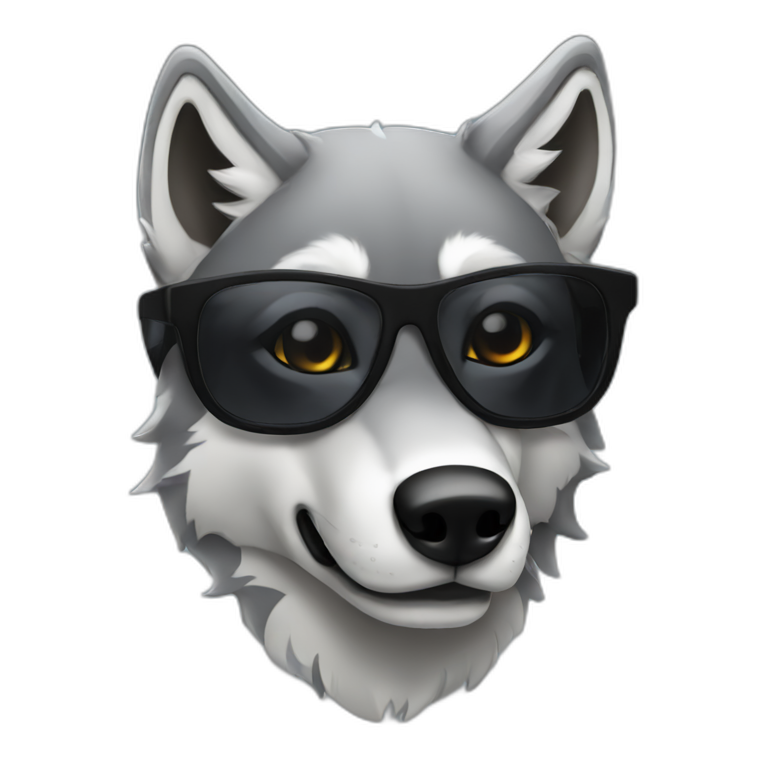 Grey wolf with black shades emoji