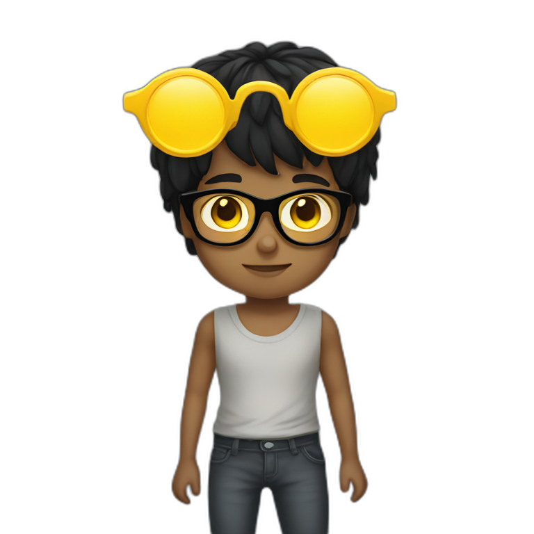 boy with yellow tinted glasses and black hair  emoji