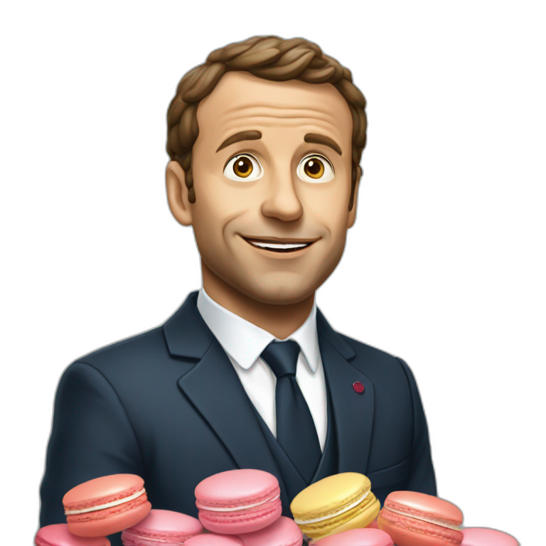 Macron mange des macarons emoji