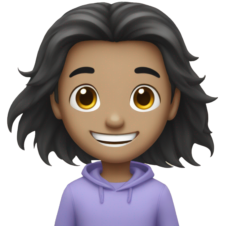 happy boy with long black hair emoji