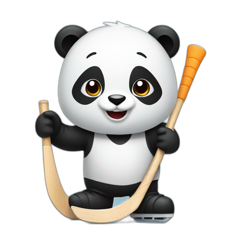Panda play hockey emoji