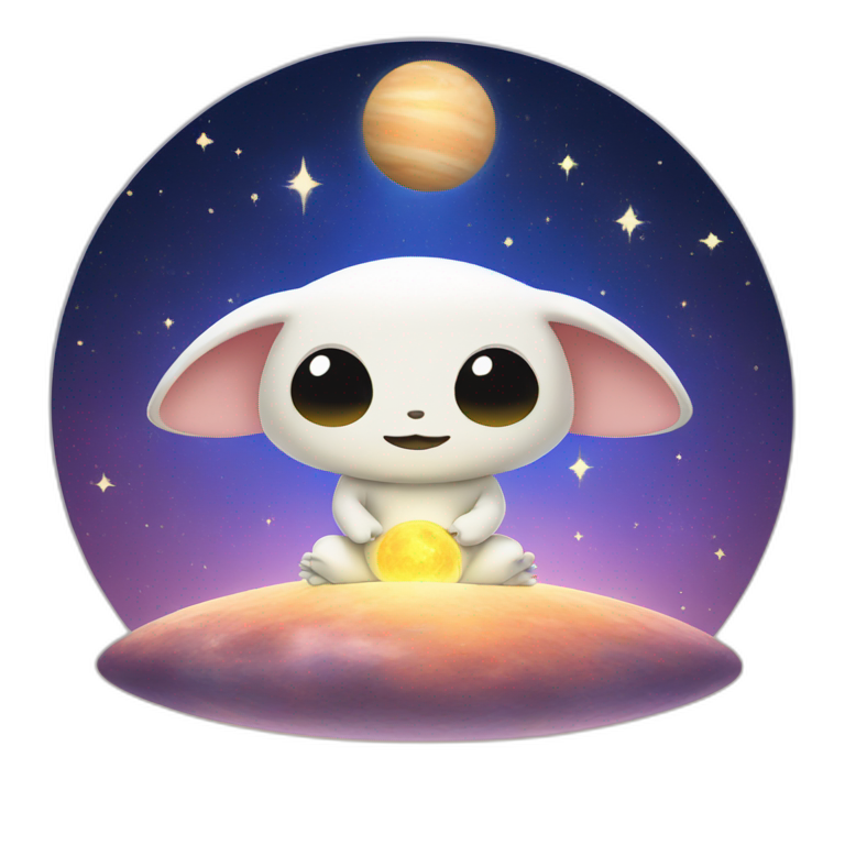Grogu Cosmic méditation with planet emoji