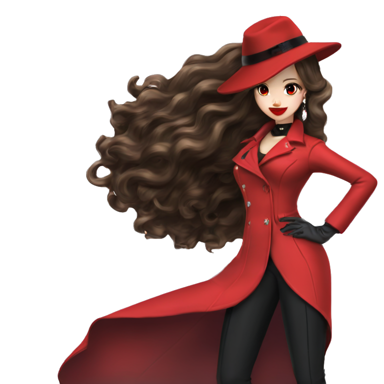 elegant girl in red coat emoji