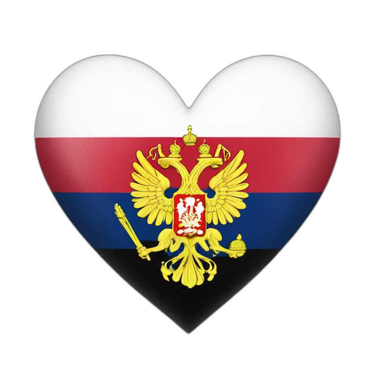 russian empire flag (black yellow white colors) in heart like IOS emoji emoji