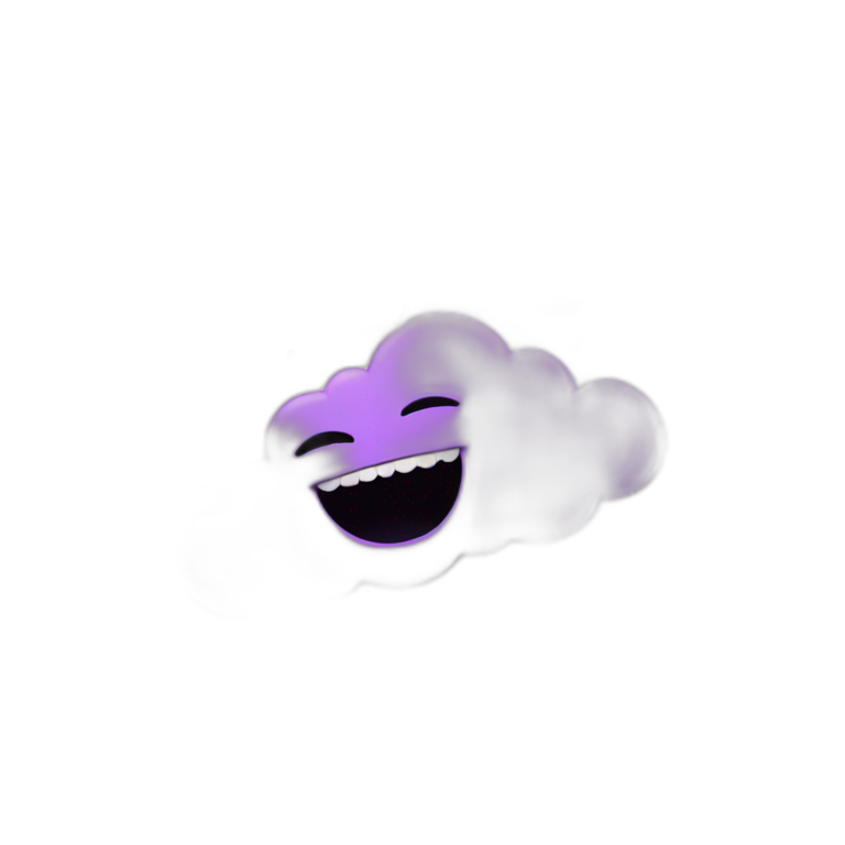 purple cloud with a face with sharp teeth emoji