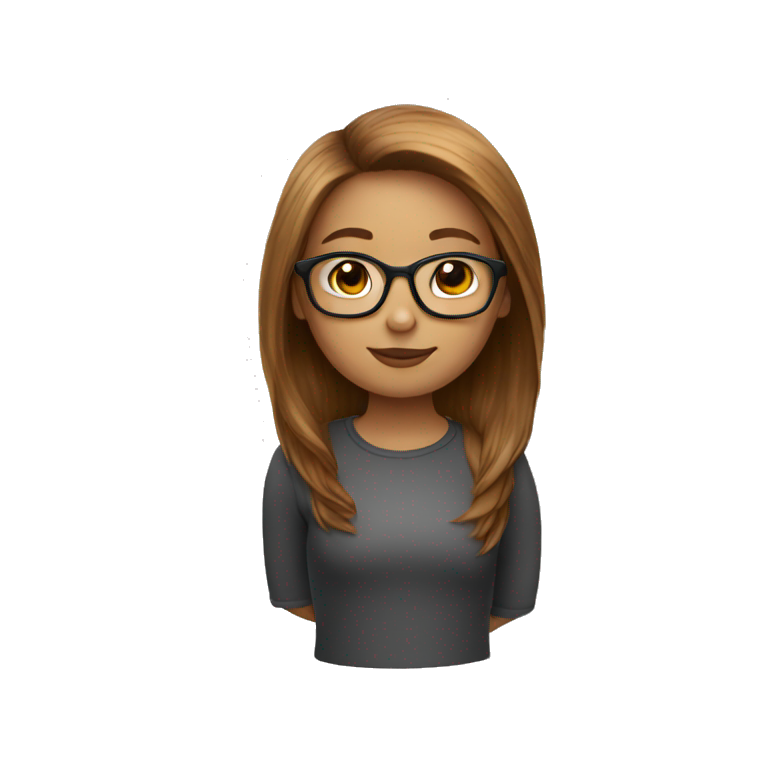 Hazelnut hair girl with brown glasses emoji