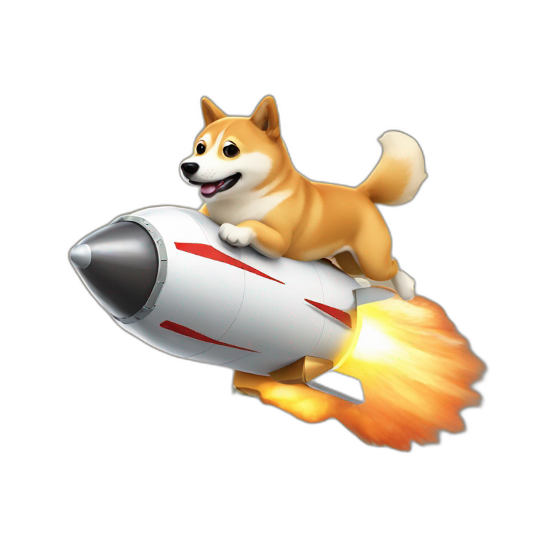 doge in a rocket flying emoji