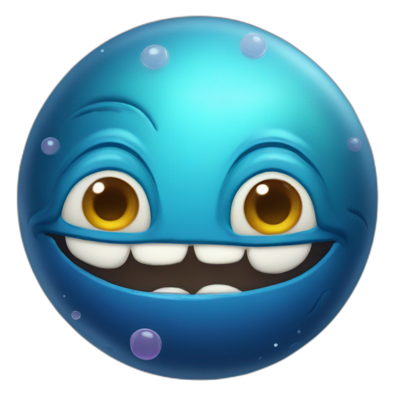 planet Neptune with a cartoon sleepy snail face emoji