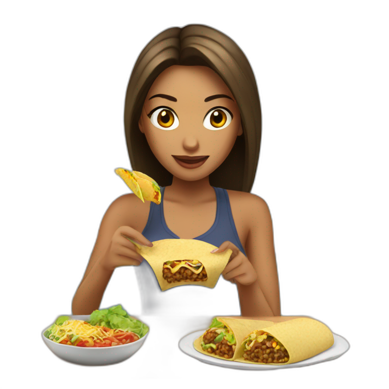 Rihana en train de manger un tacos emoji